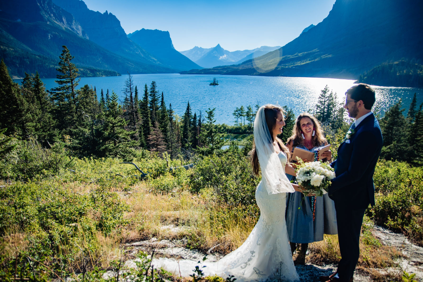 elopement ceremony at Wild Goose Overlook in Glacier National Park, MT